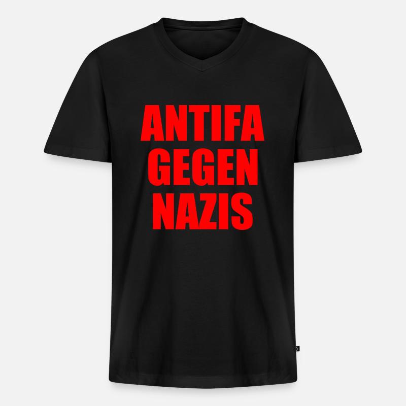 Antifa gegen nazis - Männer Premium Bio T-Shirt mit V-Ausschnitt - Schwarz