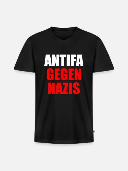 Antifa against nazis - Men's Premium Organic T-shirt with V-neck - black