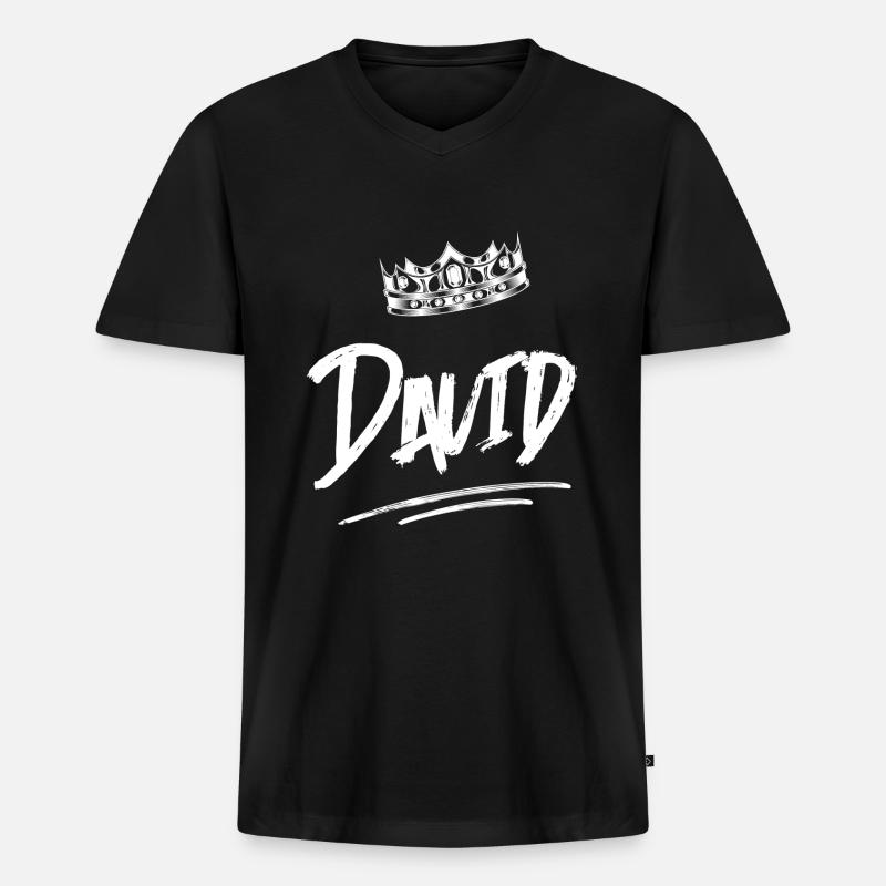 David - Männer Premium Bio T-Shirt mit V-Ausschnitt - Schwarz