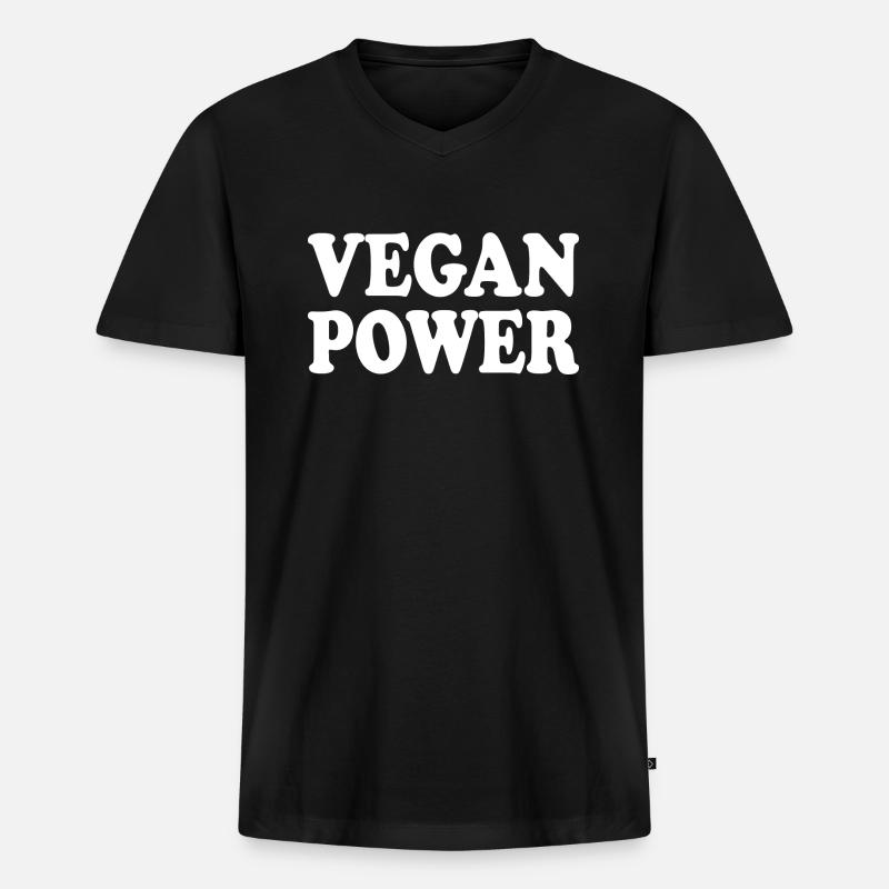 Vegan power - Männer Premium Bio T-Shirt mit V-Ausschnitt - Schwarz