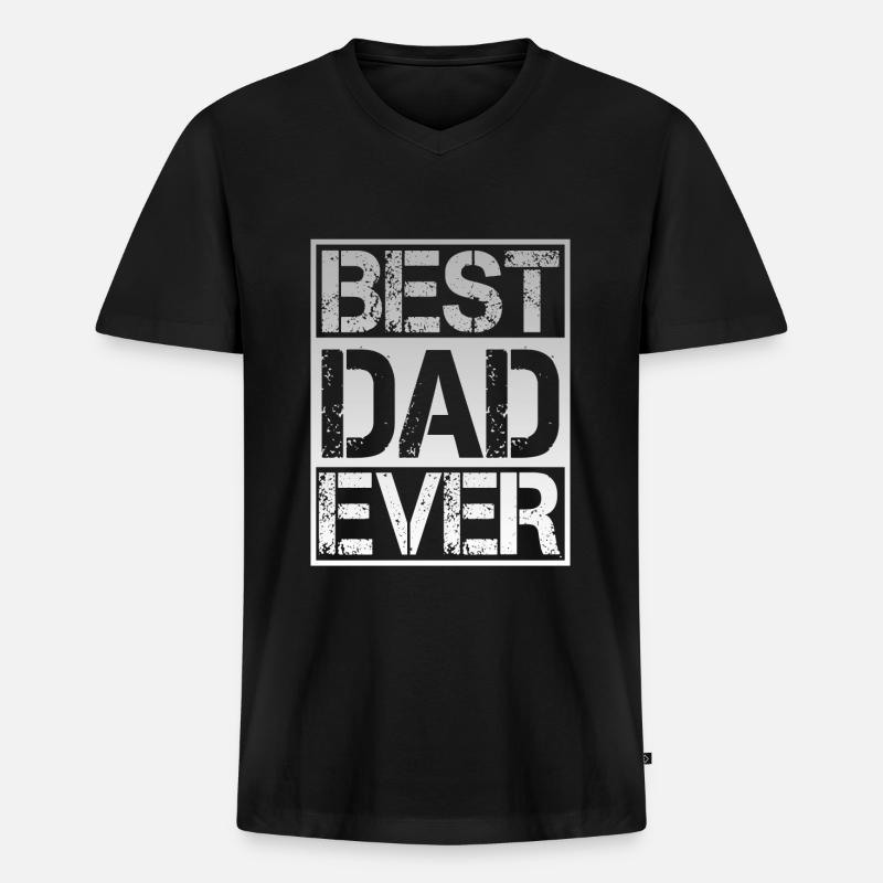 Bester Papa - Männer Premium Bio T-Shirt mit V-Ausschnitt - Schwarz