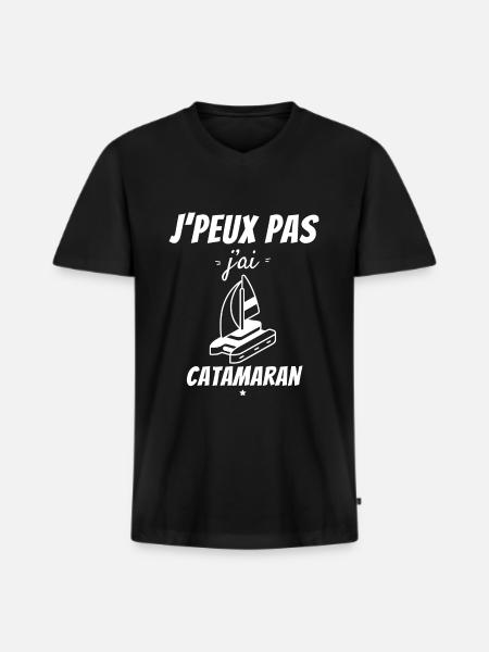 I can't I have Catamaran - Men's Premium Organic T-shirt with V-neck - black
