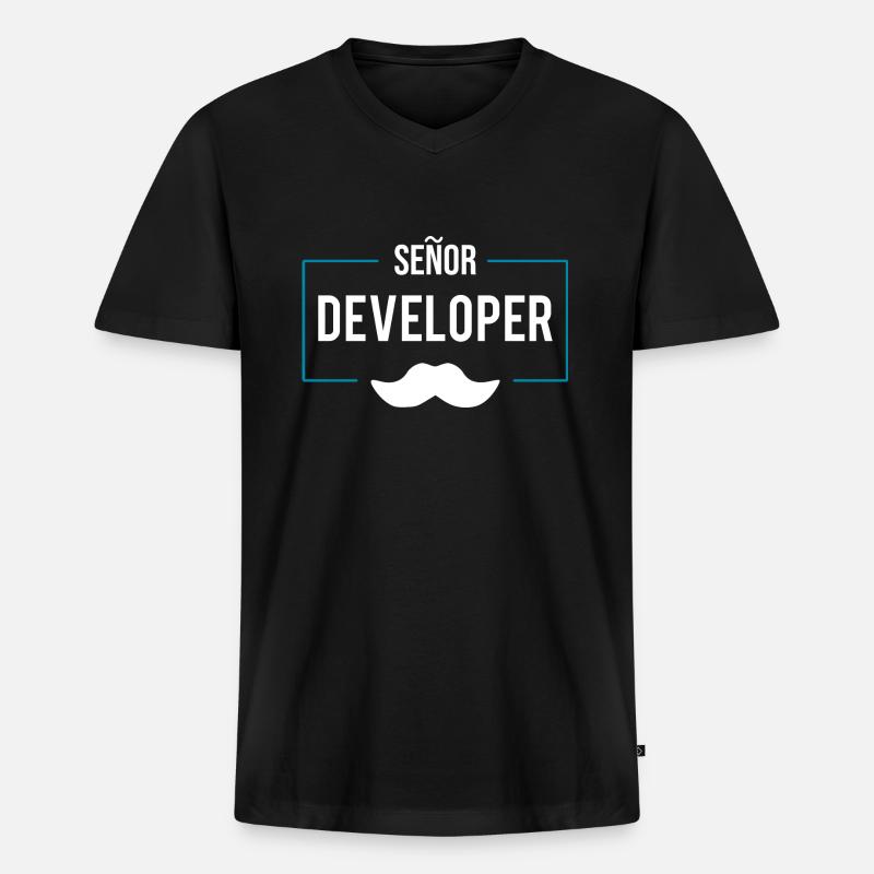 Senor Developer Programmierer shirt - Männer Premium Bio T-Shirt mit V-Ausschnitt - Schwarz