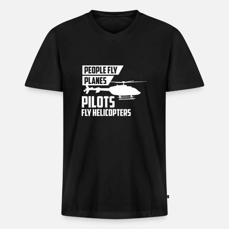 Helicopter Pilot - Männer Premium Bio T-Shirt mit V-Ausschnitt - Schwarz