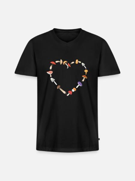 Steinpilze | Pfifferling | Champignons - Männer Premium Bio T-Shirt mit V-Ausschnitt - Schwarz