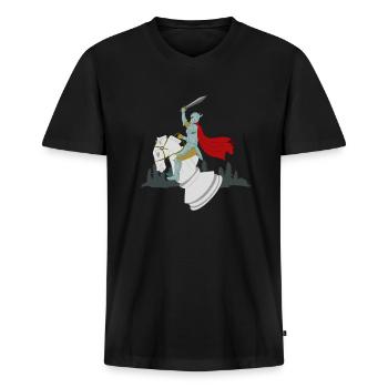 Chess knight horse chess board rider gift - Men's Premium Organic T-shirt with V-neck - black - Front - Nico (187cm)