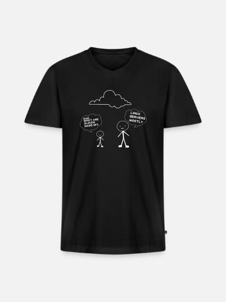 Père et fils Linux - T-shirt encolure en V Premium bio Homme - noir