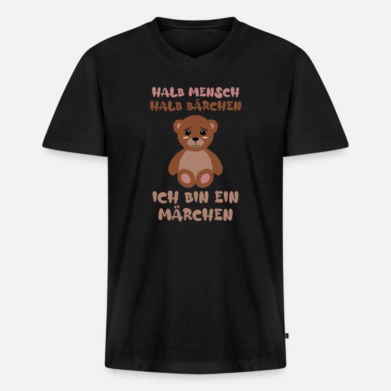 süßer bär spruch tedddybär Geschenk - Männer Premium Bio T-Shirt mit V-Ausschnitt - Schwarz