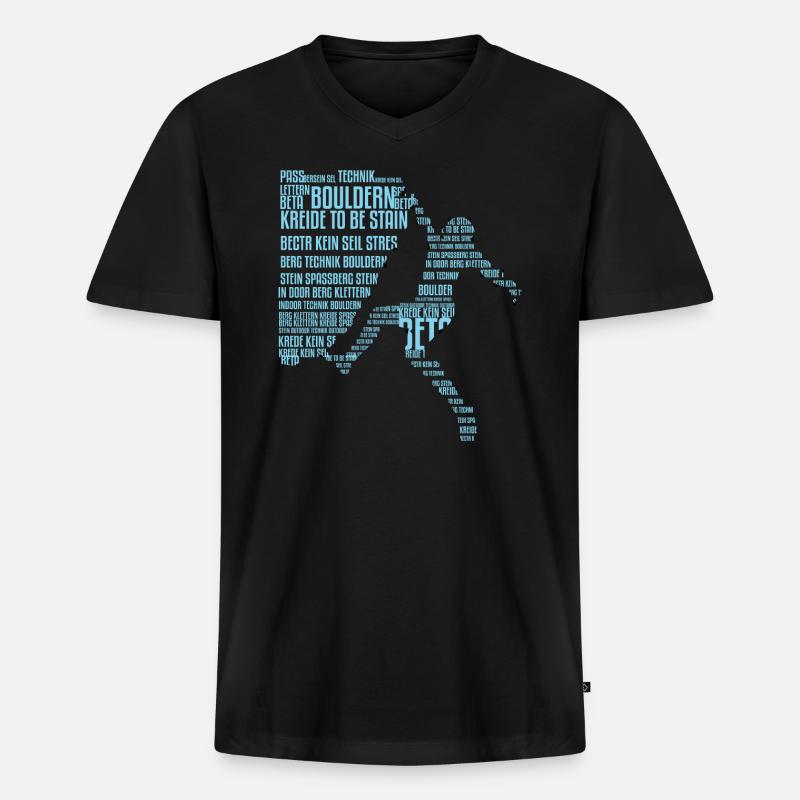 Bouldern - Männer Premium Bio T-Shirt mit V-Ausschnitt - Schwarz