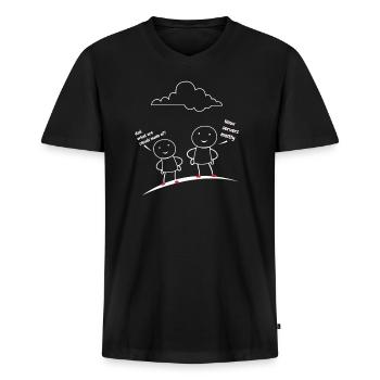 Nuages de serveurs Linux - T-shirt encolure en V Premium bio Homme - noir - Devant - Nico (187cm)