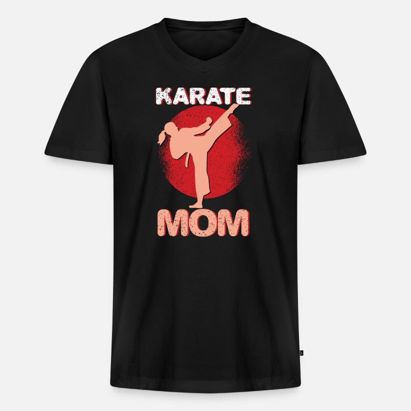 Karate Mama - Männer Premium Bio T-Shirt mit V-Ausschnitt - Schwarz