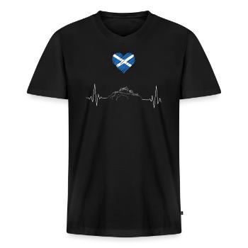 Schottland Liebe - Männer Premium Bio T-Shirt mit V-Ausschnitt - Schwarz - Vorne - Nico (187cm)