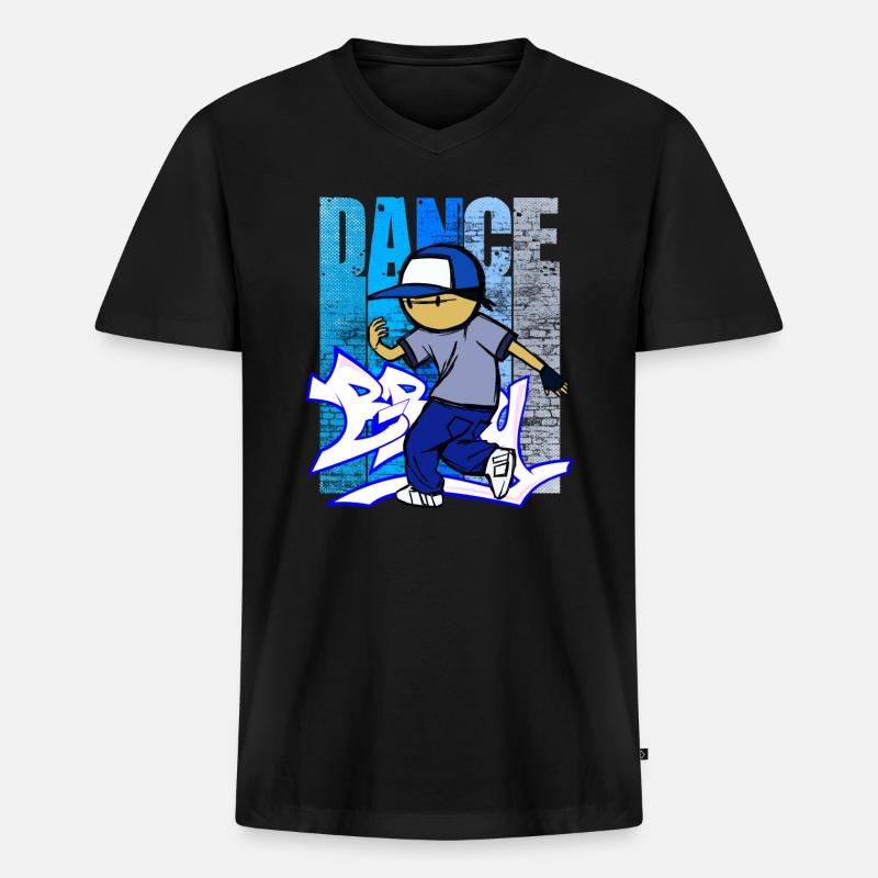 Retro Break Tänzerin - Männer Premium Bio T-Shirt mit V-Ausschnitt - Schwarz