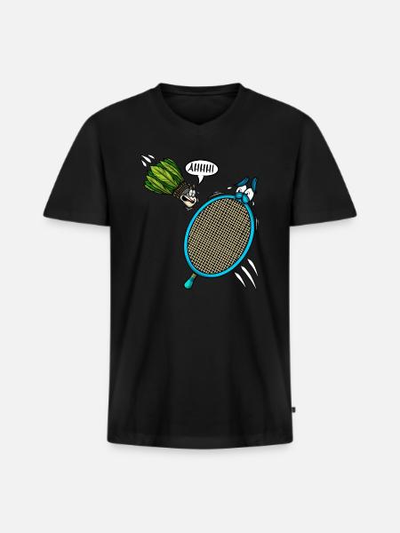 Badminton Player Shuttlecock Screaming Ahhh - Men's Premium Organic T-shirt with V-neck - black