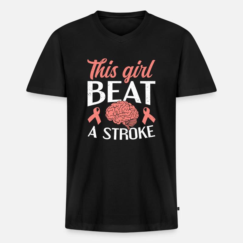 Dieses Mädchen schlug einen Schlaganfall-Schlaganfall-Überlebenden - Männer Premium Bio T-Shirt mit V-Ausschnitt - Schwarz