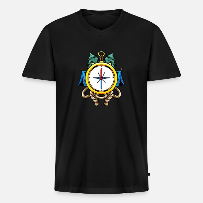Compass Camp Campingplatz Camper Camping - Männer Premium Bio T-Shirt mit V-Ausschnitt - Schwarz