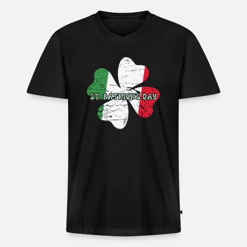Kleeblatt, St. Patricks Day - Männer Premium Bio T-Shirt mit V-Ausschnitt - Schwarz