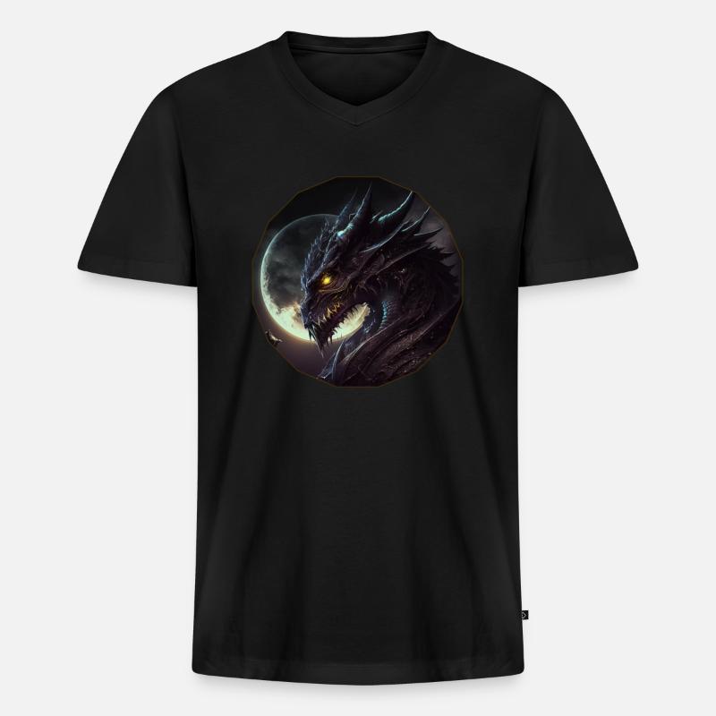 Dunkler Blick des Drachen - Männer Premium Bio T-Shirt mit V-Ausschnitt - Schwarz