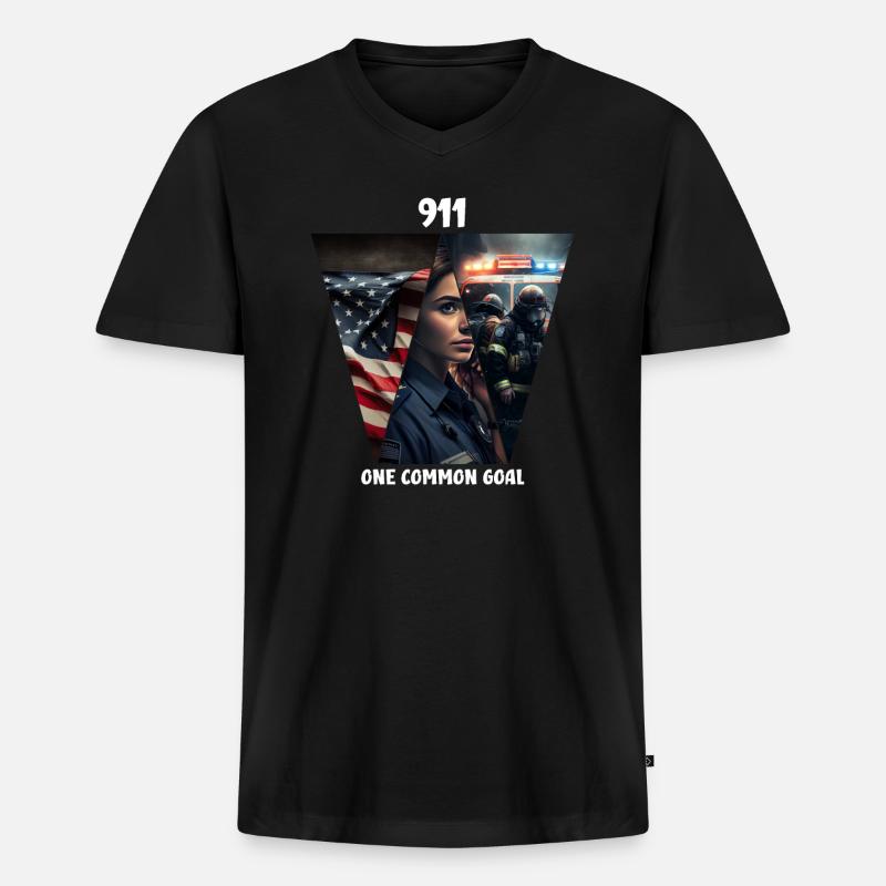 Ein gemeinsames Ziel - Männer Premium Bio T-Shirt mit V-Ausschnitt - Schwarz