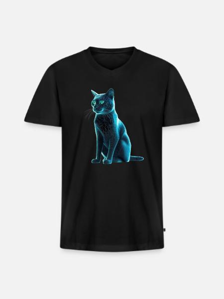 Cyber Kitty - Men's Premium Organic T-shirt with V-neck - black