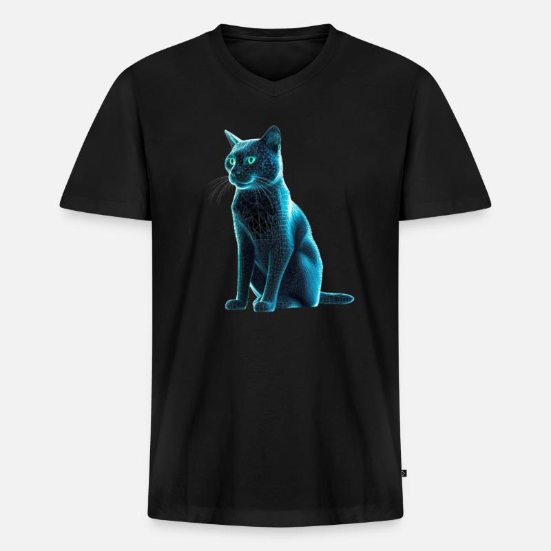 Cyber-Kätzchen - Männer Premium Bio T-Shirt mit V-Ausschnitt - Schwarz