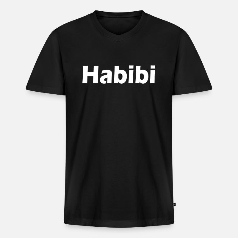 habibi - Männer Premium Bio T-Shirt mit V-Ausschnitt - Schwarz