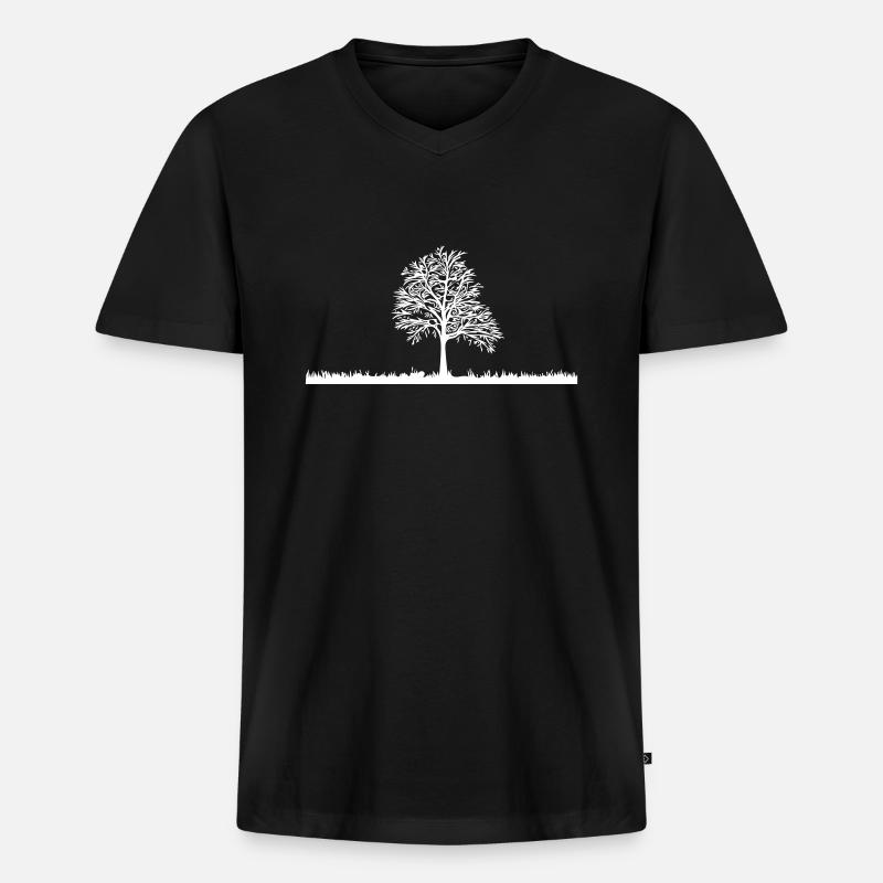 Baum - Männer Premium Bio T-Shirt mit V-Ausschnitt - Schwarz