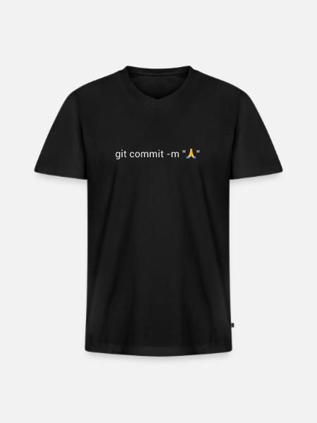 git commit -m pray - Men's Premium Organic T-shirt with V-neck - black