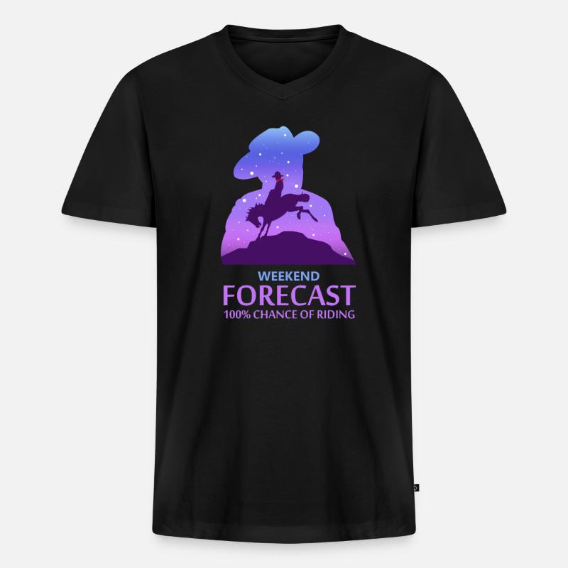 Pferd Reiten mit Leidenschaft - Männer Premium Bio T-Shirt mit V-Ausschnitt - Schwarz