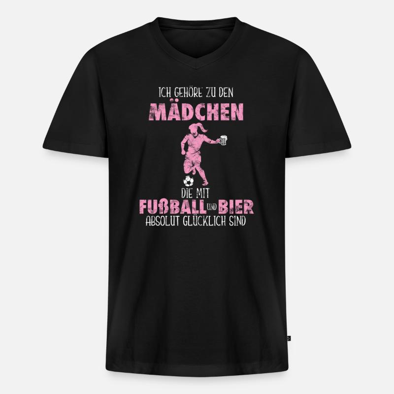 Fußball Mädchen Geschenkidee - Männer Premium Bio T-Shirt mit V-Ausschnitt - Schwarz