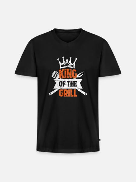 Grill King - Men's Premium Organic T-shirt with V-neck - black