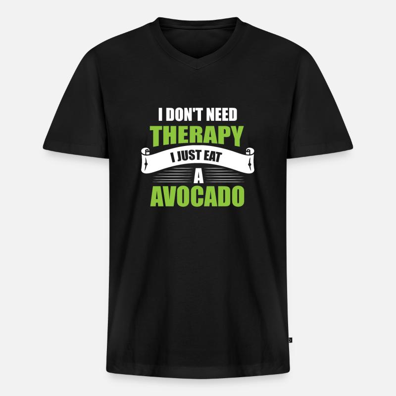 Avocado - Männer Premium Bio T-Shirt mit V-Ausschnitt - Schwarz