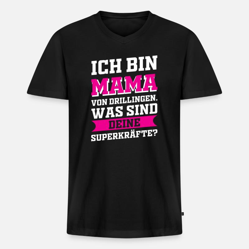 Mutter Mama Drillinge Liebe - Männer Premium Bio T-Shirt mit V-Ausschnitt - Schwarz