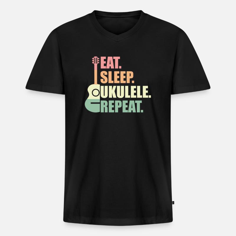 Ukulele Retro Geschenk - Männer Premium Bio T-Shirt mit V-Ausschnitt - Schwarz