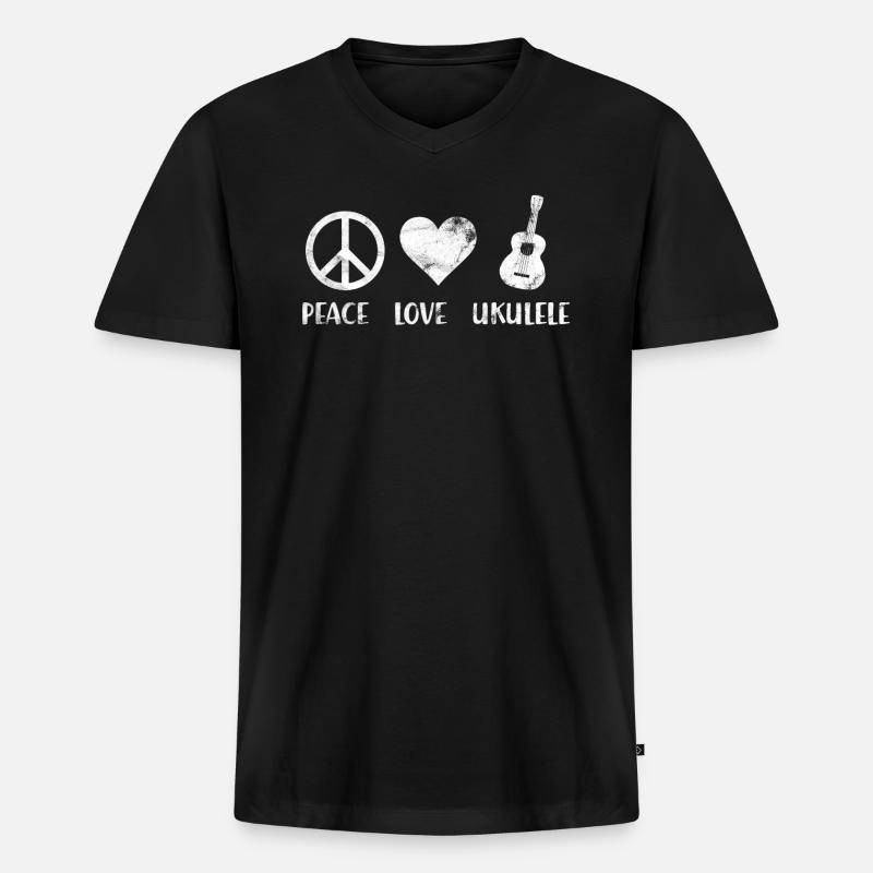 Ukulele Freizeit - Männer Premium Bio T-Shirt mit V-Ausschnitt - Schwarz