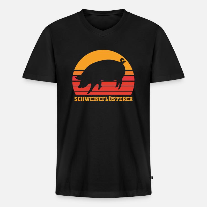 Schwein Schweineflüsterer Geschenk - Männer Premium Bio T-Shirt mit V-Ausschnitt - Schwarz