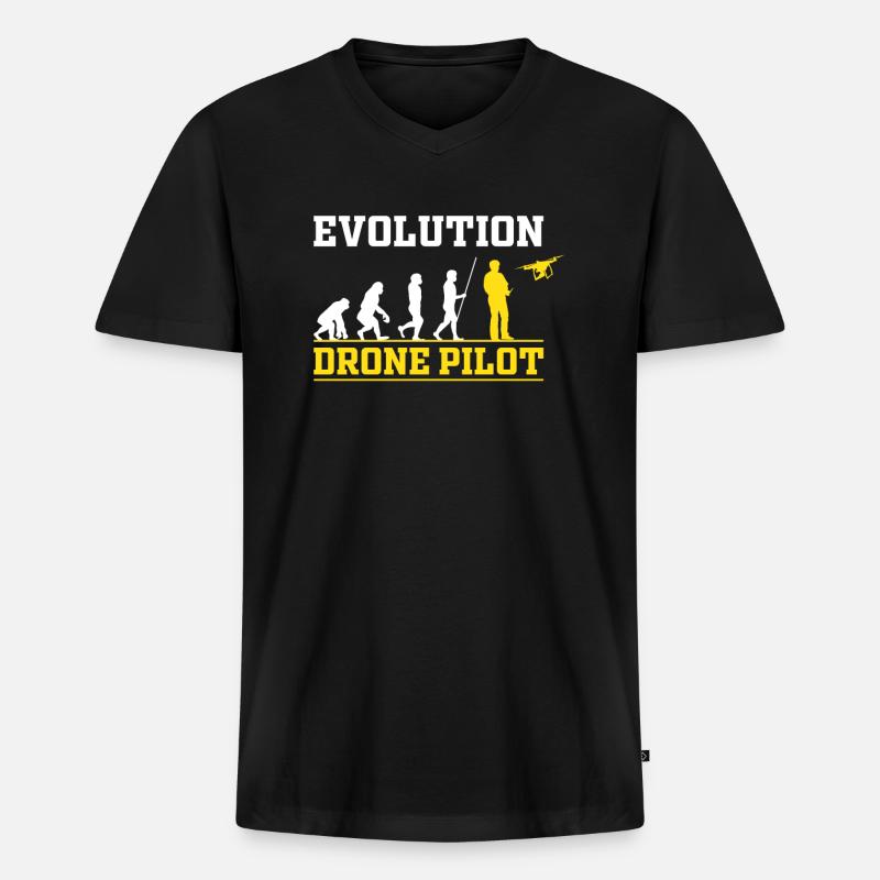Drohne Pilot Evolution Geschenk Idee - Männer Premium Bio T-Shirt mit V-Ausschnitt - Schwarz