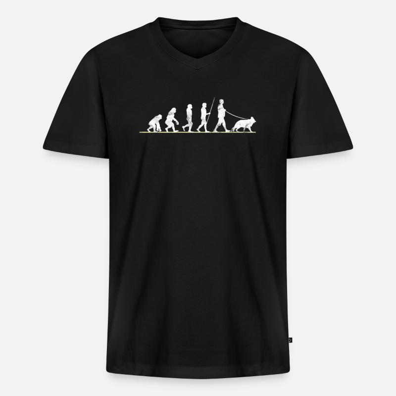 Deutscher Schäferhund Evolution - Männer Premium Bio T-Shirt mit V-Ausschnitt - Schwarz