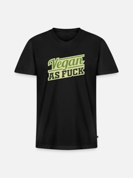 Vegan - Vegan as Fuck - Men's Premium Organic T-shirt with V-neck - black