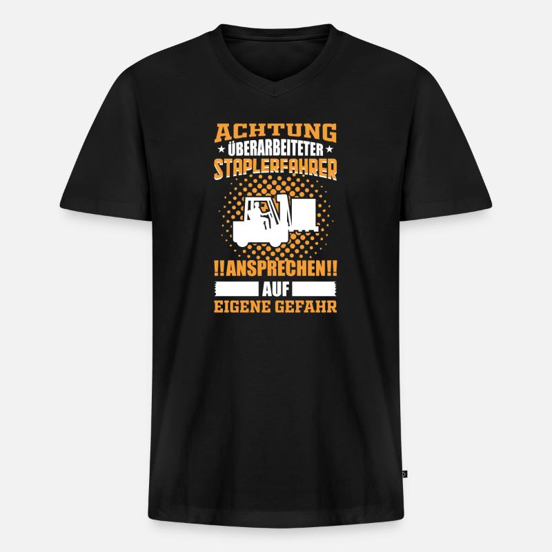 Staplerfahrer - Lagerarbeiter - Männer Premium Bio T-Shirt mit V-Ausschnitt - Schwarz