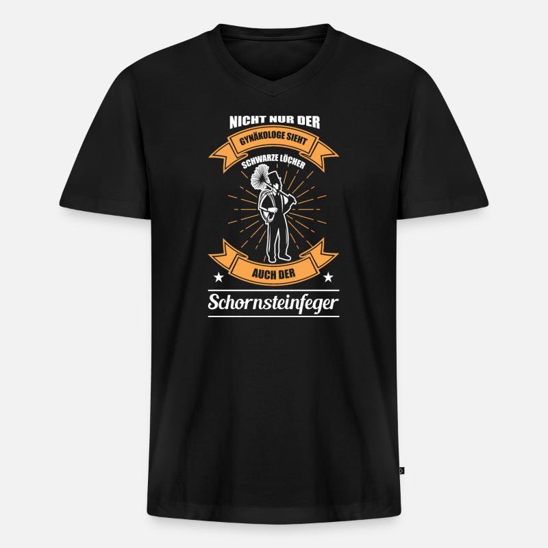 Schornsteinfeger - Witziger Spruch - Männer Premium Bio T-Shirt mit V-Ausschnitt - Schwarz