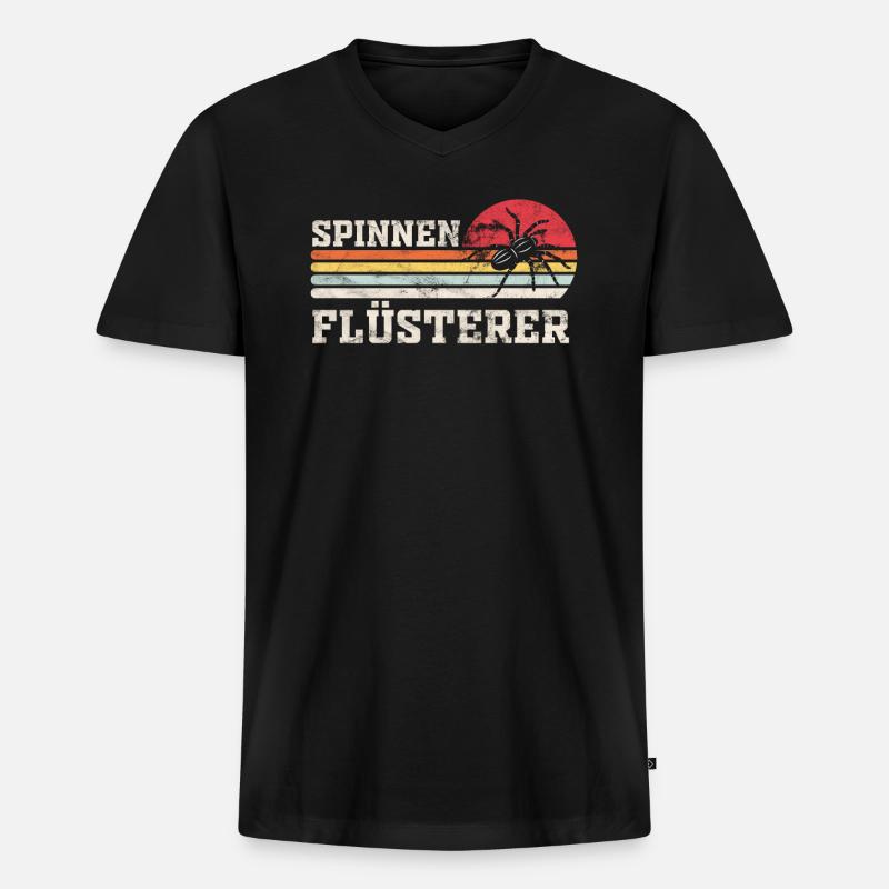Spinne - Spinnen Flüsterer - Männer Premium Bio T-Shirt mit V-Ausschnitt - Schwarz