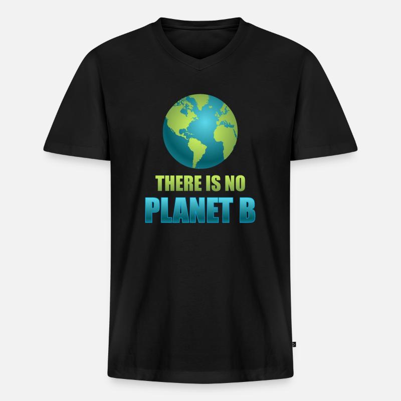 There is no Planet B - Männer Premium Bio T-Shirt mit V-Ausschnitt - Schwarz