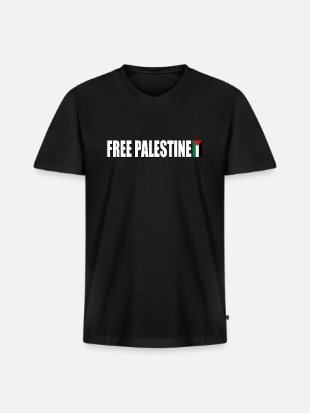 Free palestine - Men's Premium Organic T-shirt with V-neck - black