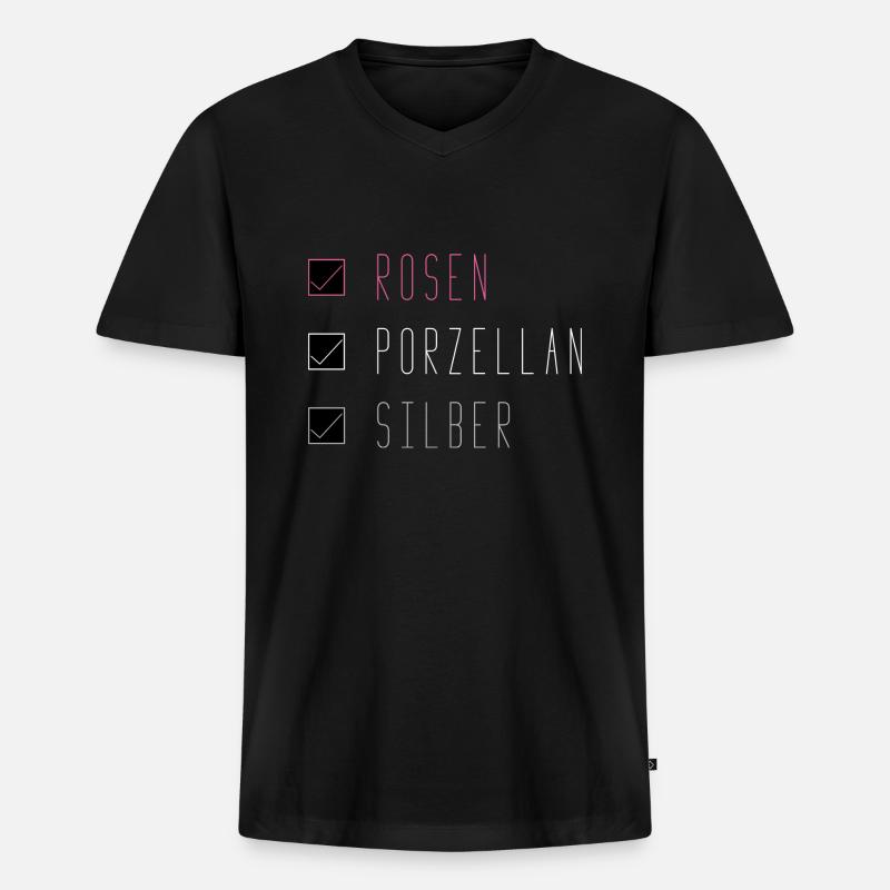 Silberne Hochzeit Jubiläum Geschenk - Männer Premium Bio T-Shirt mit V-Ausschnitt - Schwarz