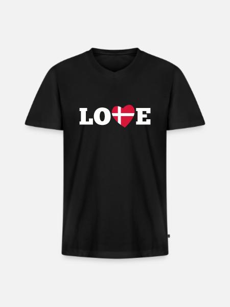 Love Danemark - T-shirt encolure en V Premium bio Homme - noir