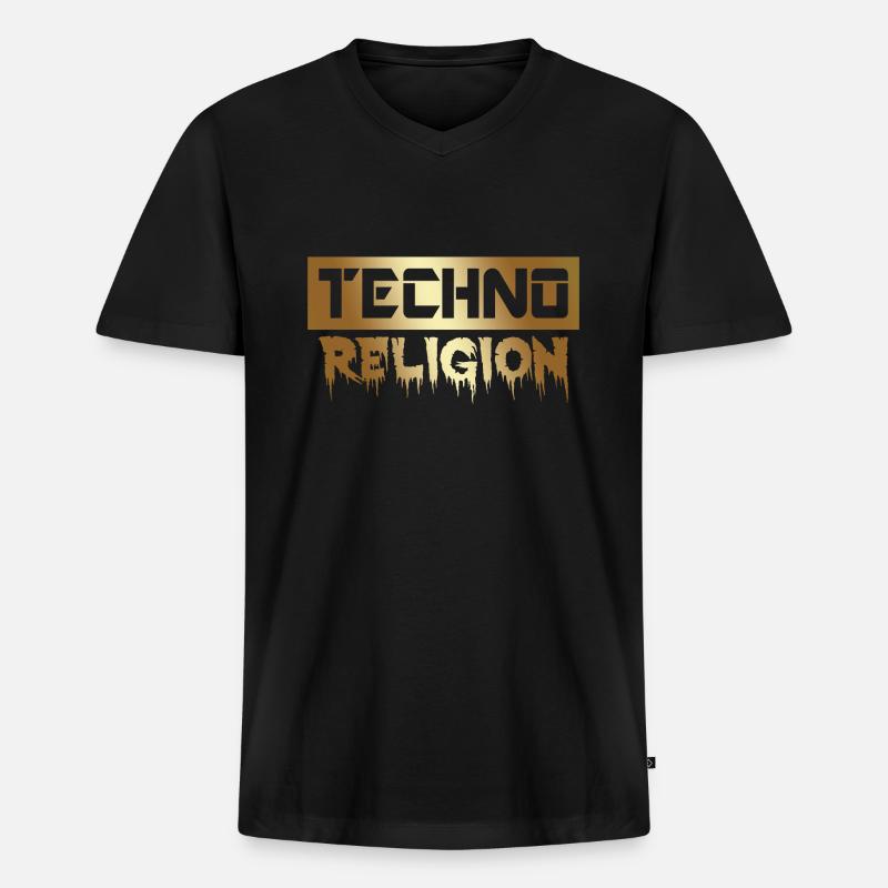 Techno - Männer Premium Bio T-Shirt mit V-Ausschnitt - Schwarz
