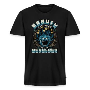 Dungeons And Dragons Beauth Is In Eye Of Beholder - Männer Premium Bio T-Shirt mit V-Ausschnitt - Schwarz - Vorne - Nico (187cm)