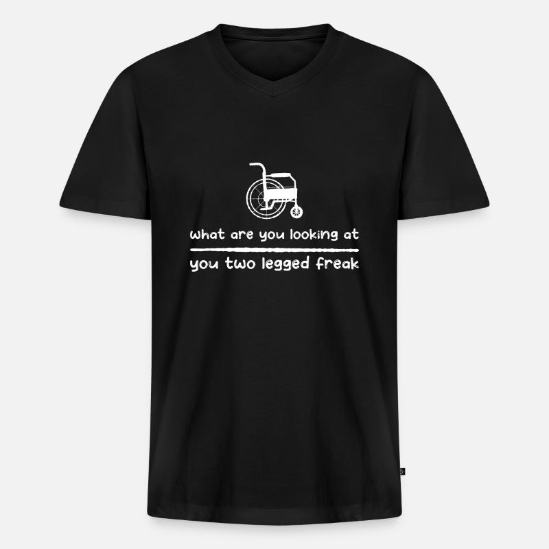 Rollstuhl Behinderung Handicap Rollstuhlfahrer - Männer Premium Bio T-Shirt mit V-Ausschnitt - Schwarz