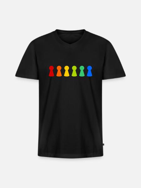 bunte Spielfiguren - Männer Premium Bio T-Shirt mit V-Ausschnitt - Schwarz
